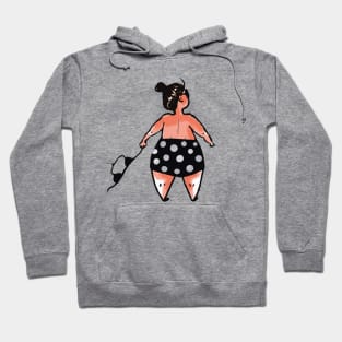 funny plump woman in swimsuit Hoodie